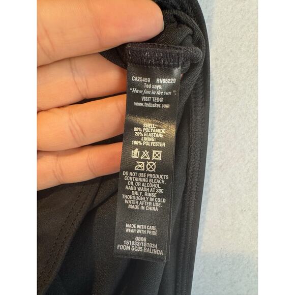 TED BAKER Ralinda Halter One Piece Swimsuit Size 5 (US 14) Black - Picture 6 of 9